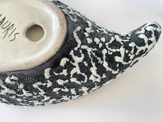 Image 1 of Vintage Vallauris foam ceramic bowl black-white-red