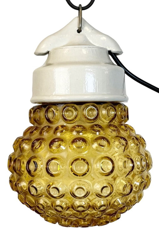 Suspension vintage en porcelaine blanche, années 1970 – hanglampen, Glass, Ceramic