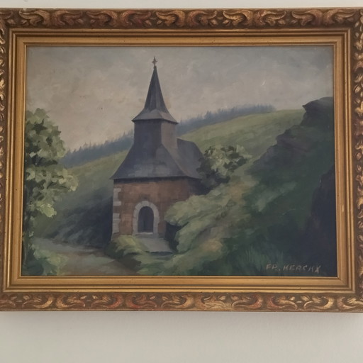 Painting. St Marguerite la Roche in the Ardennes.

