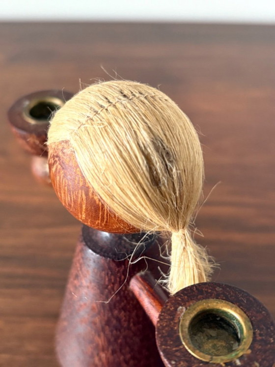 Image 1 of Retro teak candlestick/candle holder girl statue 60s