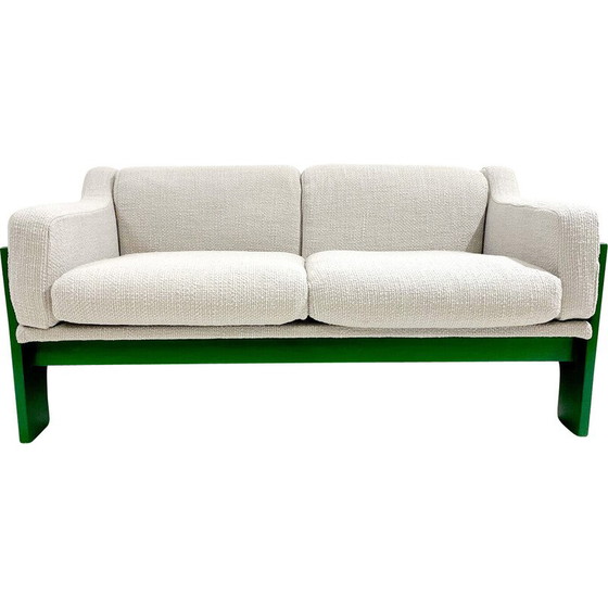 Image 1 of Vintage 2 seater sofa in green lacquered wood by Saporiti, Italy 1960s