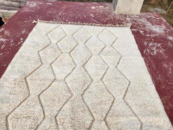 Beni Ouarain rug 300x200 cm – Natural cream wool – Diamond pattern in tone – Rugs & carpets, Cotton (photo 6 of 14)