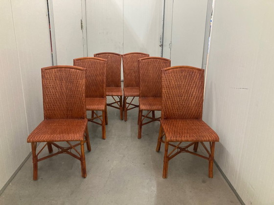 Image 1 of Sedie da pranzo vintage in rattan tropicale boho