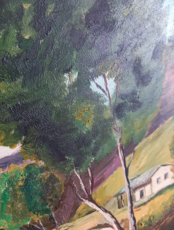 Image 1 of Marine aux barques éclatantes – Huile au couteau (fort relief) de Louis-Édouard GARRIDO – 50x35 cm