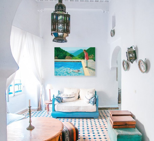 Pool mit zwei Figuren (Porträt eines Künstlers) David Hockney 1972 - Poster 100 x 70 cm