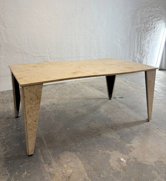 Image 1 of Vintage natural stoon / tessellated dining table 