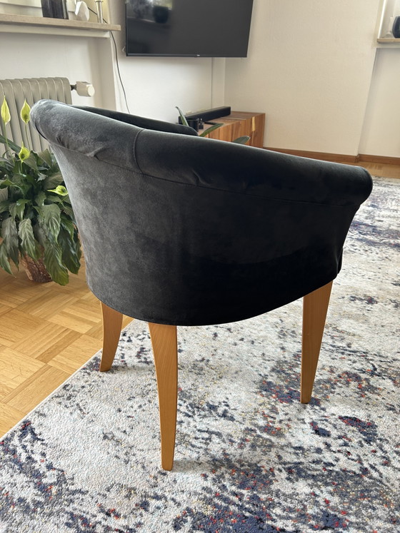 Set van 4 Cattelan Italia Fauteuils – Zwart Leer & Hout – Made In Italy – Wood, Leather (photo 3 of 6)