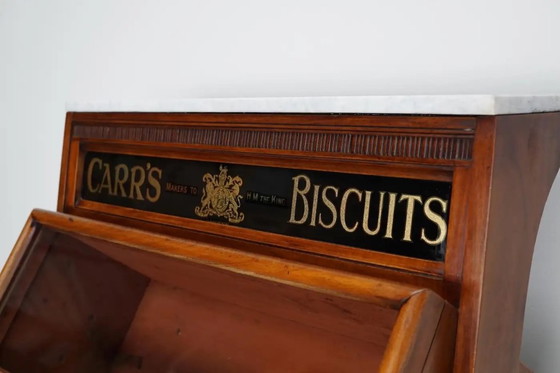 Image 1 of Victoriaanse Carr's Biscuits vitrinekast / winkelkast in hardhout, 19e eeuw