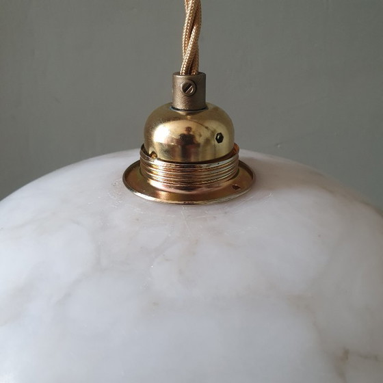 Lampada a sospensione vintage in alabastro - Art Déco - Metà secolo – Lampade a sospensione, Stone, Metal (photo 14 of 23)