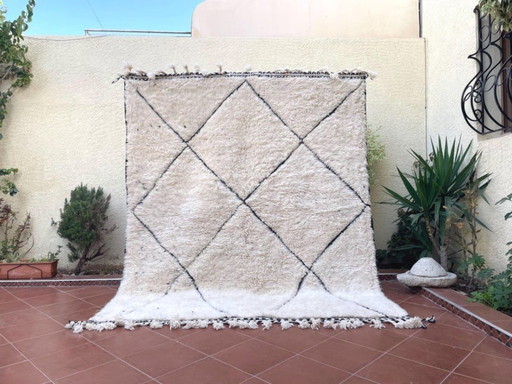 Tapis bni mrirt marocain en laine naturelle 200cmx150cm
