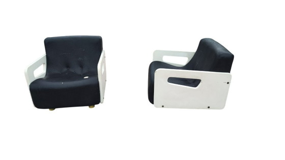 Image 1 of Vintage Space Age “Tortuga” Armchairs by Beka Italia – 1970s – Restoration Project + Luxury Velvet Fabric Included