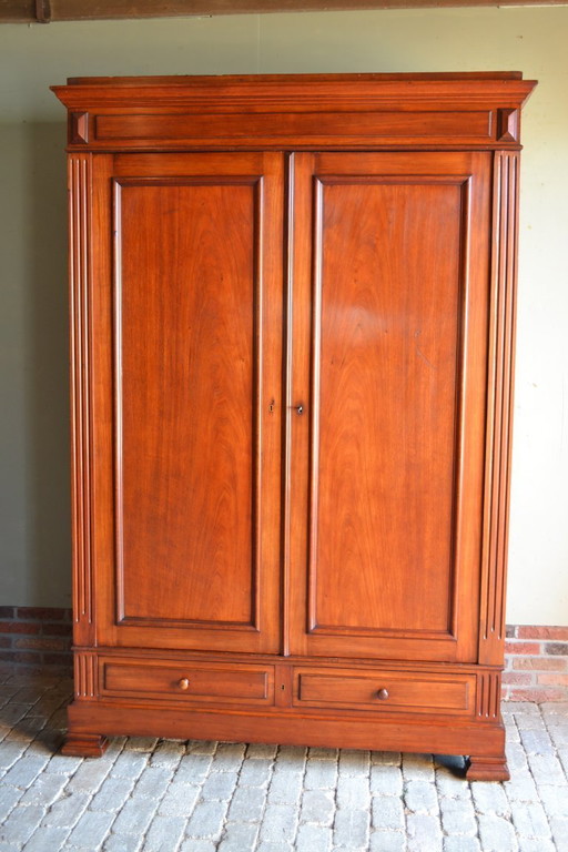 Large antique mahogany wood Louis Philippe cabinet.