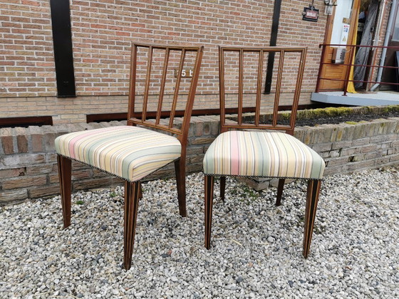 Image 1 of Sedie da pranzo antiche restaurate con intarsio