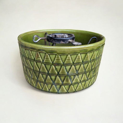 Rare vintage Christmas tree stand | Mid - Century ceramics with light green glaze | 60s/70s