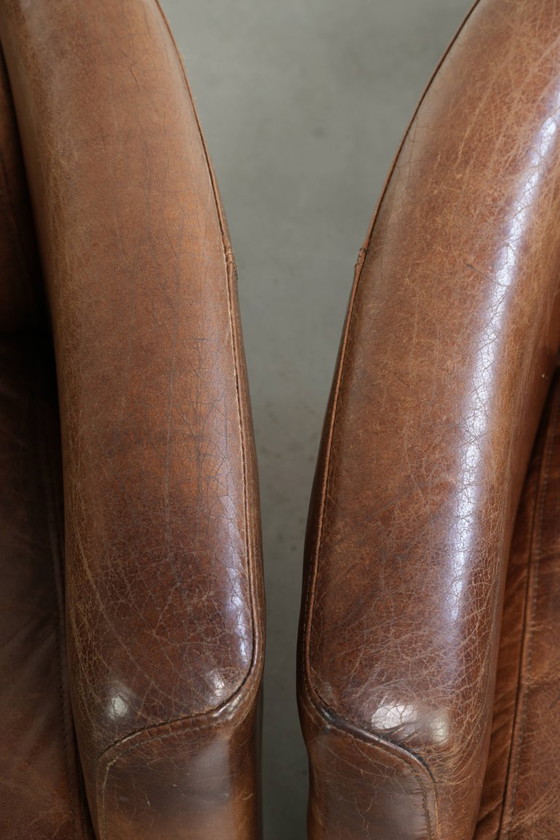 2x Poltrone Aviator Design Vintage in Pelle Bovina Caratteristica con Grana in un Bel Colore Cognac – Leather (photo 8 of 14)