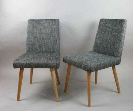 Ensemble de chaises de salle à manger vintage rembourrées grises, années 1970