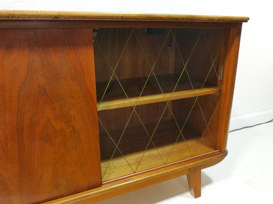 Image 1 of Vintage 1960s sideboard, mid-century TV cabinet, display cabinet with lighting, Germany