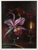 Still Life, an Orchid by Candlelight, Orchidee im Kerzenlicht