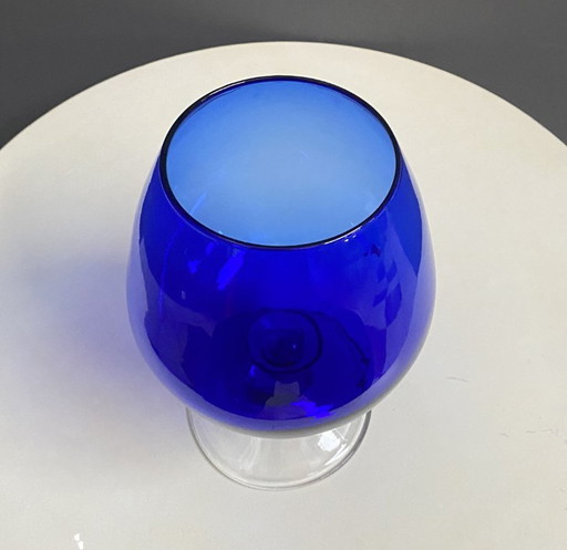 Empoli dark blue large glass shape vase 1960s