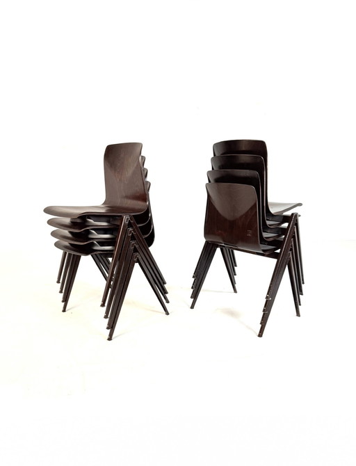 8x eetkamerstoel model S22, Galvanitas ‘60