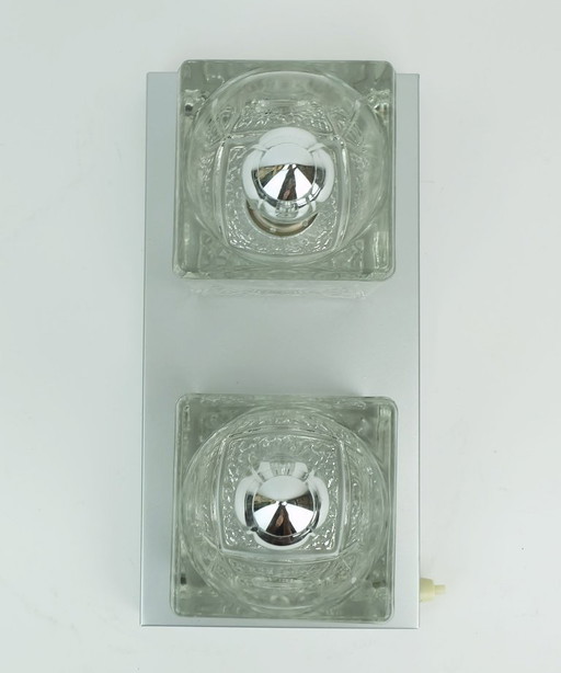 no. 2 of 2: vintage mid century peill & putzler SCONCE with 2 glass cubes 1960s/70s wall light