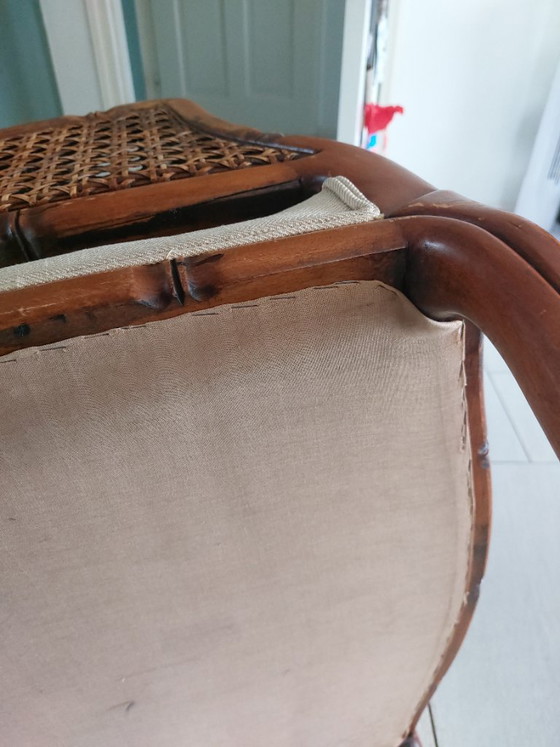 Poltrona Vintage Giorgetti Finto Bambù Wingback – Anni '70 – Condizioni Perfette – Poltrone, Rattan, Textile (photo 7 of 7)