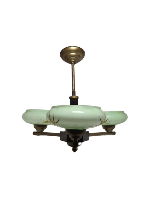 Bakelieten kroonluchter in art-decostijl, Polen, jaren 1950 – Glass, Metal (photo 2 of 14)
