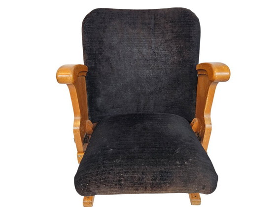 Image 1 of Butaca de cine - Sillón de teatro - madera - tela - años 50