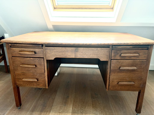 Bureau Vintage Antiek Abbess Teacher Desk Eiken