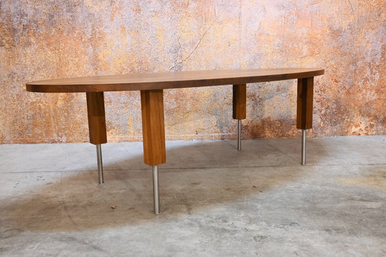 Image 1 of Grande tavolo ovale in legno firmato Pilat & Pilat Jelle.