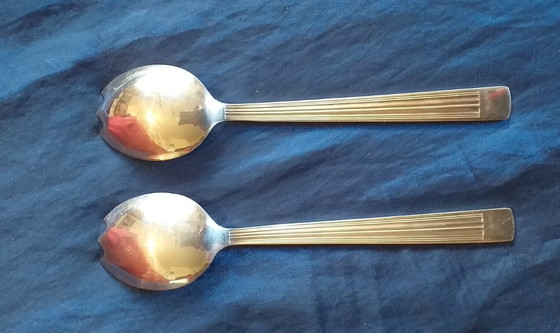 Image 1 of Servitori per insalata placcati in argento Christofle Modello Ondulation / Mira