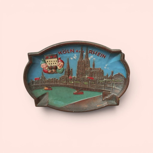 Keulen aan de Rijn / Vintage koperen bord