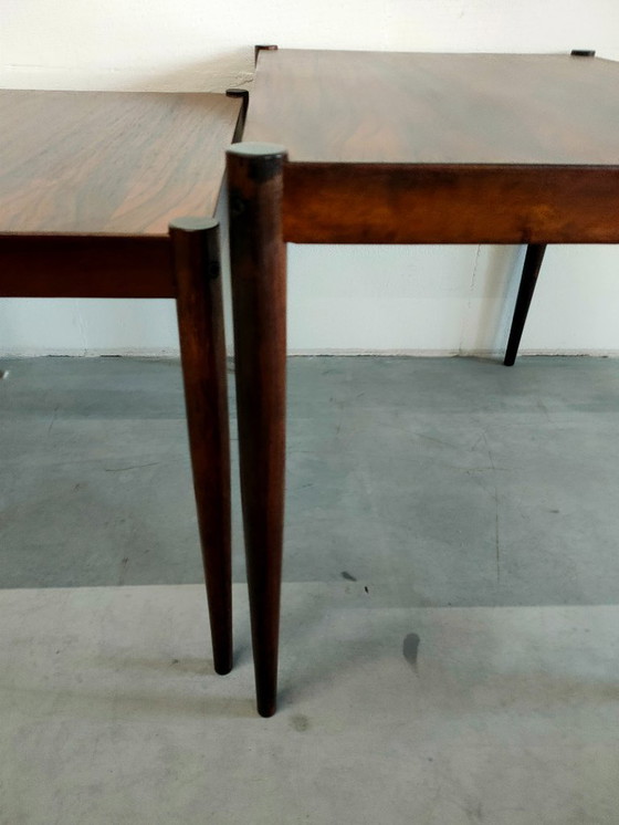 Image 1 of Tavolini laterali vintage in palissandro scandinavo/danese, tavolino portavaso, tavolino da caffè (impilabile)