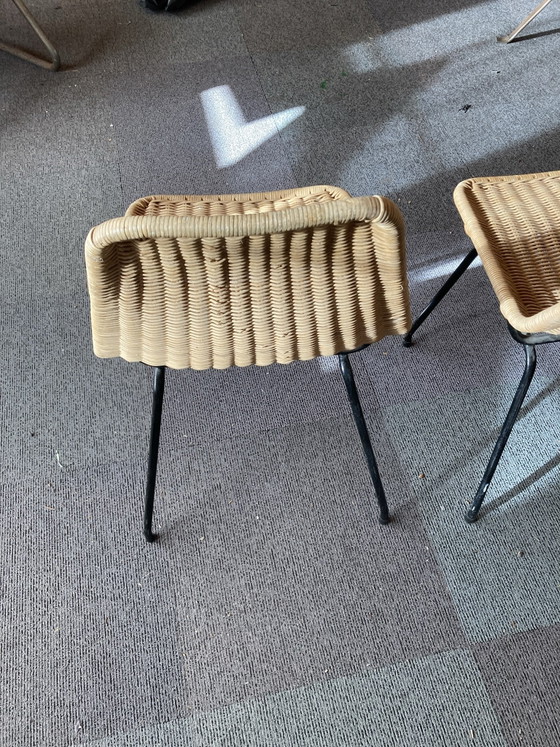 Set of 2 Vintage Rattan Chairs, 50s/60s, Mid-Century, Chairs and lounge chairs, Metal, Beige (photo 4 of 7)