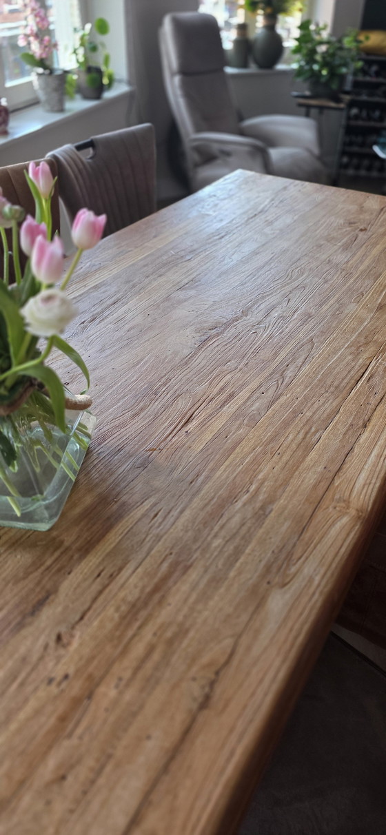 Image 1 of Massief teakhouten eettafel 220 x 100 x 077