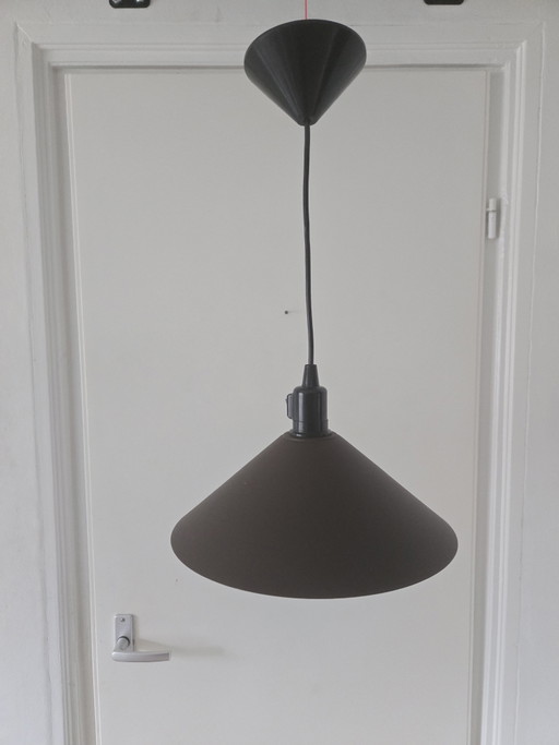 Lampada a sospensione conica marrone opaco anni '70/'80