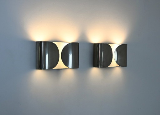 Chrome Foglio Sconces by Tobia & Afra Scarpa for Flos, 1960s, set of 2
