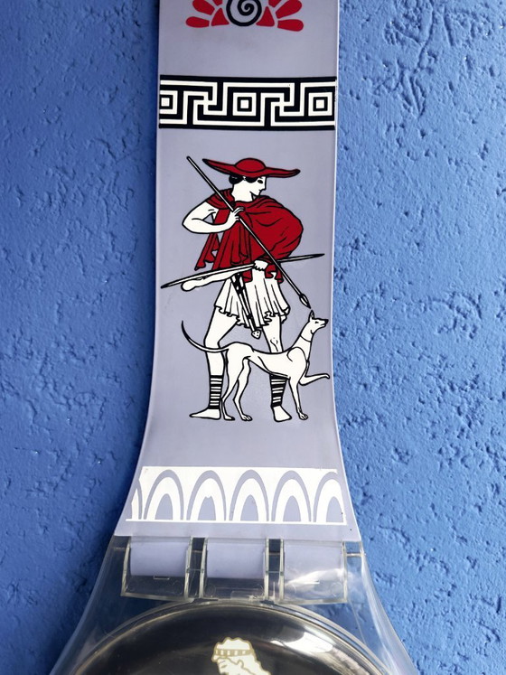 Image 1 of Vintage XXL wandklok Swatch Griekse Olympische "Discobolus 1992" polshorloge Memphis Milano Postmodern wandklok