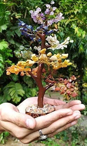 Seven Chakras Natural Gemstone Bonsai Healing Tree for Reiki Crystal, Healing Balance, Good Luck
