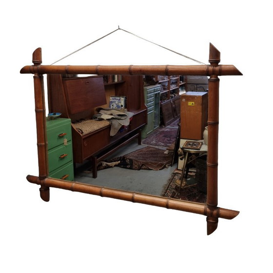 Image 1 of Grande specchio vintage in finto bambù