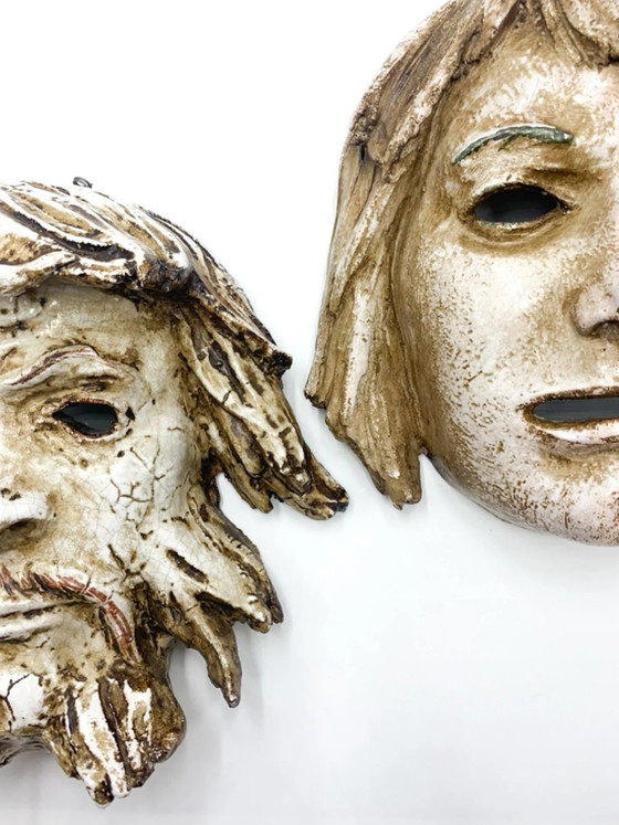 Pair of Sculpted Terracotta Masks by Roberto Rigon, 1980s, Decorative Objects (photo 6 of 8)
