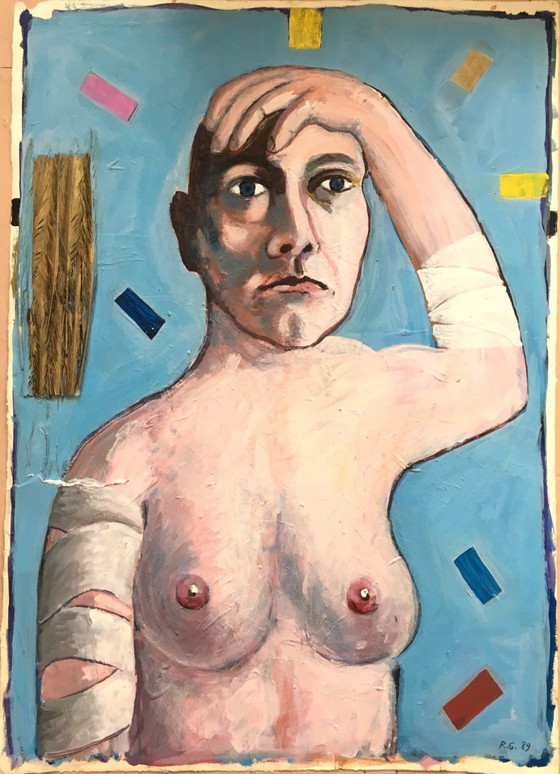 RAMON GIELING - "Only the brave die young" - acryl op handgeschept papier – Schilderijen & Tekeningen, Paper (photo 3 of 5)