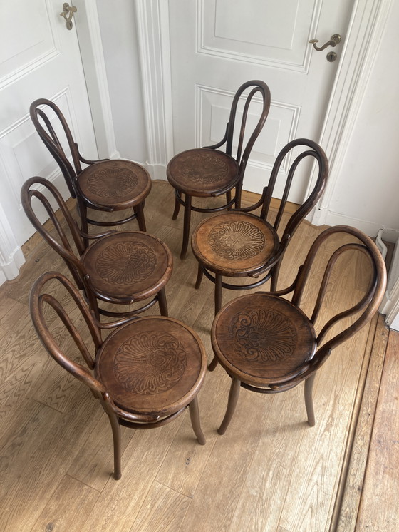 Image 1 of 6x Thonet No. 18 Chairs By Fischel, Ca. 1920