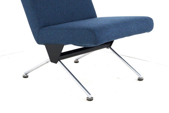 Gispen 1431 Armchair by A.R. Cordemeyer, blue fabric upholstery, Textile, Metal, Modern (photo 13 of 15)