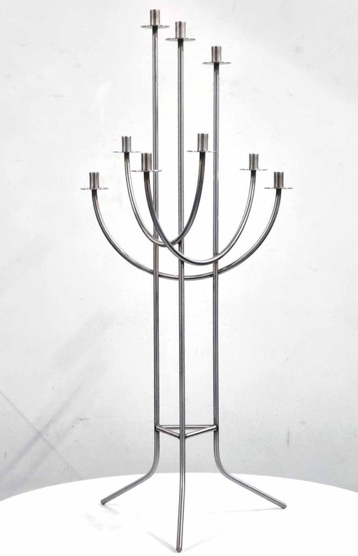 Candeliere da terra molto grande in acciaio inossidabile