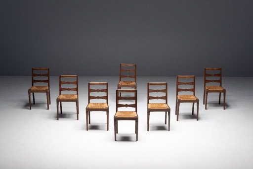 Art Deco Dining Chairs by Charles Dudouyt, France, 1940s