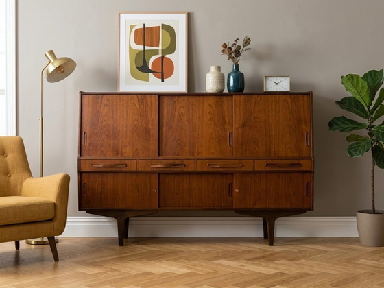 Rare Vintage Danish Teak Highboard By Poul M. Jessen, 1960s, High Boards, Wood, Brown (photo 2 of 5)