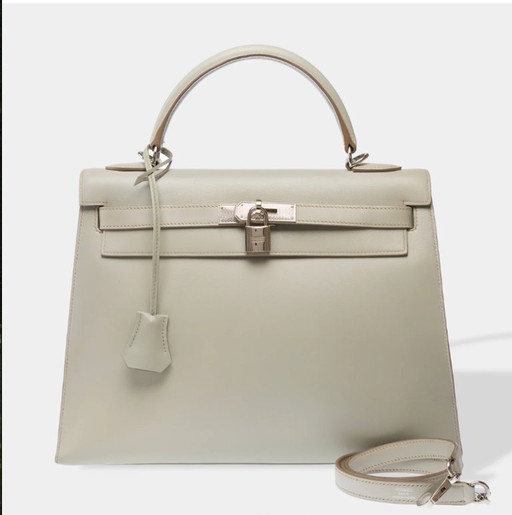 Borsa HERMES Kelly 32 in cuoio grigio - 103303
