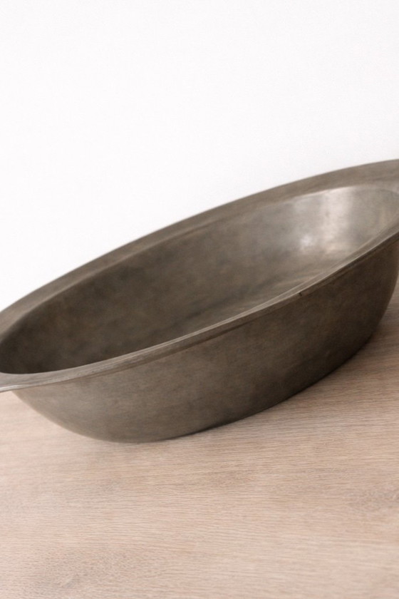 Image 1 of Antique patinated pewter basin – 19th / early 20th century