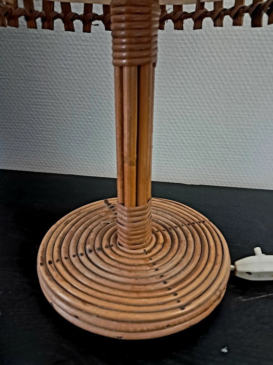 French Rattan Table Lamp. Attributed To Louis Sognot (photo 4 of 7)